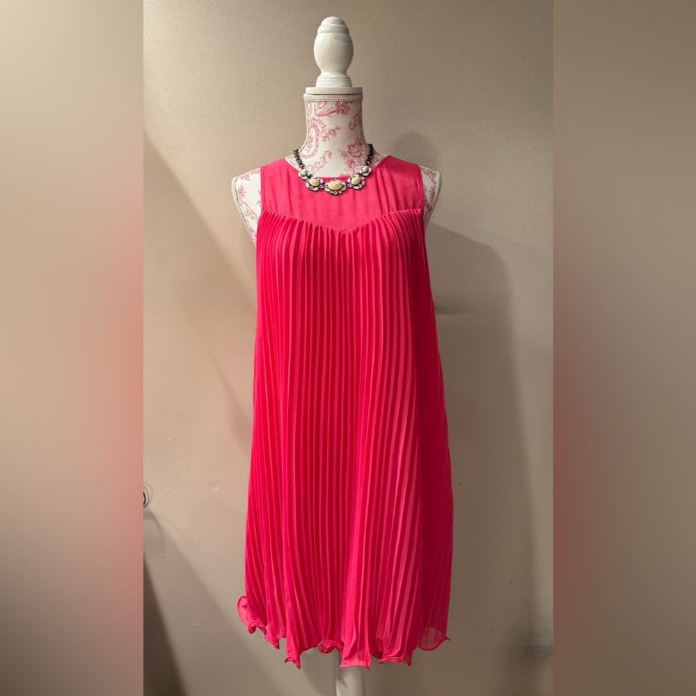 NWT Maeve Bright Pink Layered Pleat Swing Dress Sz 2